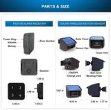 HTZSAFE 400m Solar Wireless Driveway Alarm – Outdoor Weather-Resistant Motion Sensor Security Alert System for DIY Installation