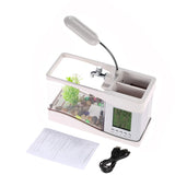 LED Mini Self-Cleaning Desktop Aquarium – Compact Fish Tank with Clock & Display Screen for Home/Office