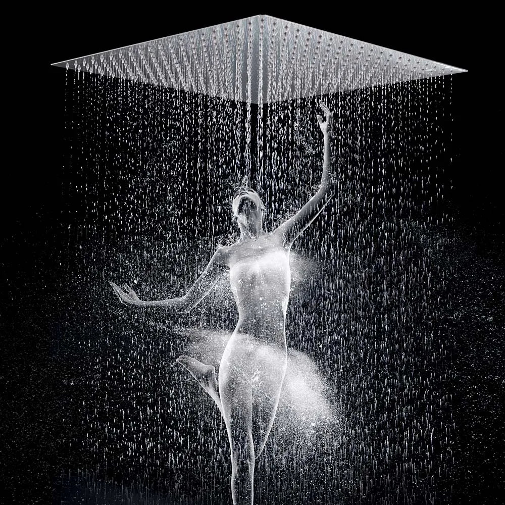 Ultrathin Gold-Finish Rainfall Shower Head – 16″ Stainless Steel Luxury Spa Shower