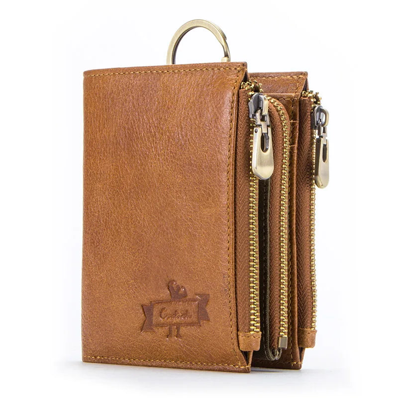 Men’s Genuine Leather RFID Wallet – Large Capacity Zipper Clutch with Coin Pocket & Card Holder