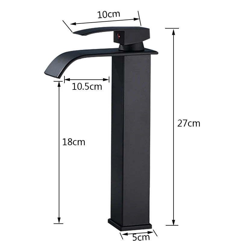 Matte Black Waterfall Basin Faucet – Deck‐Mounted Single Lever Brass Mixer Tap
