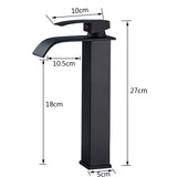 Matte Black Waterfall Basin Faucet – Deck‐Mounted Single Lever Brass Mixer Tap