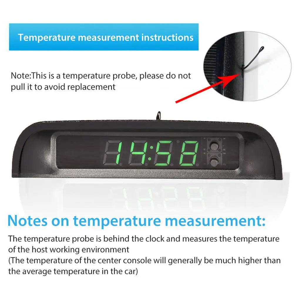 Portable Car Dashboard Clock – Solar Digital LCD Clock with Backlight & Temperature Display for Auto Interior