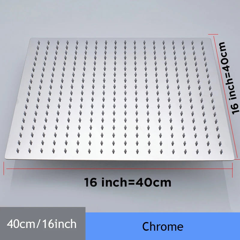 16-inch Ultra-Thin Rainfall Shower Head – 304 Stainless Steel Chrome/Nickel Finish