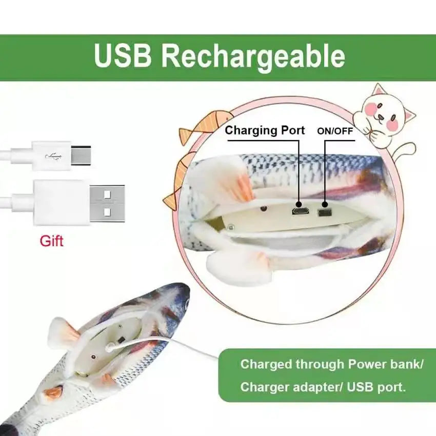 USB Rechargeable Floppy Fish Cat Toy – Interactive Electric Chew & Bite Toy for Cats, Realistic Motion Play Pet Supplies