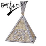 Hip Hop Gold-Plated Egyptian Pyramid Necklace – Eye of Horus Pendant with Iced-Out Zircon Detailing by Topgrillz