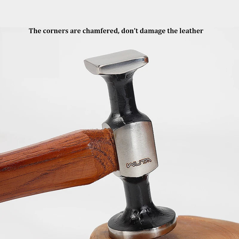 WUTA Leather Mallet Hammer – Carbon Steel Double-Head Cobbler Tool for Professional Leathercraft & Chasing Work
