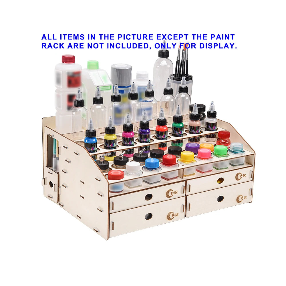 Wooden Paint Rack Pigment Storage Organizer – Desktop Hobby Ink & Tool Display