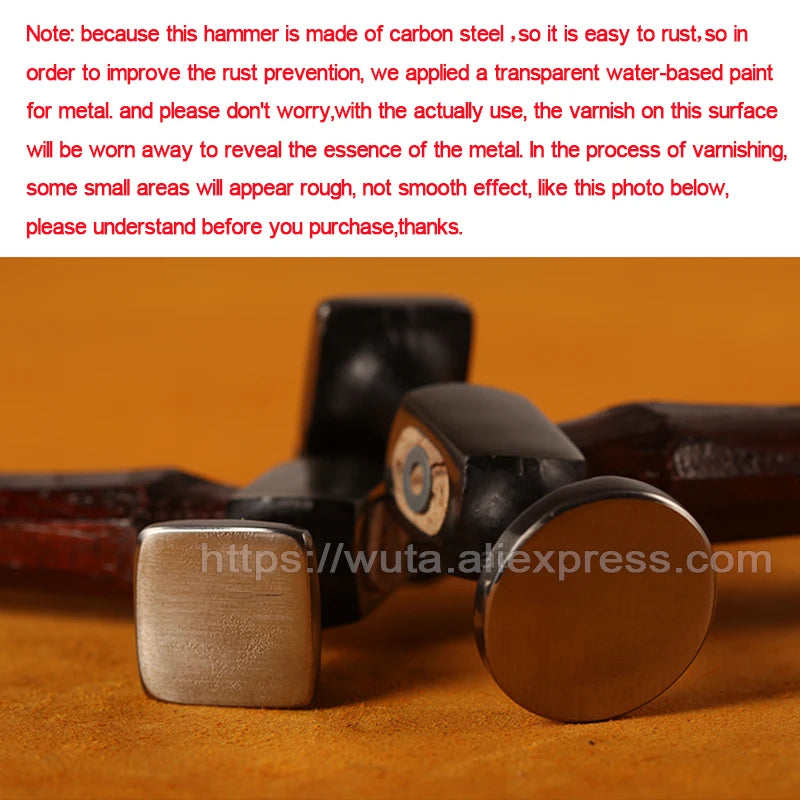 WUTA Leather Mallet Hammer – Carbon Steel Double-Head Cobbler Tool for Professional Leathercraft & Chasing Work