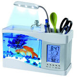 LED Mini Self-Cleaning Desktop Aquarium – Compact Fish Tank with Clock & Display Screen for Home/Office