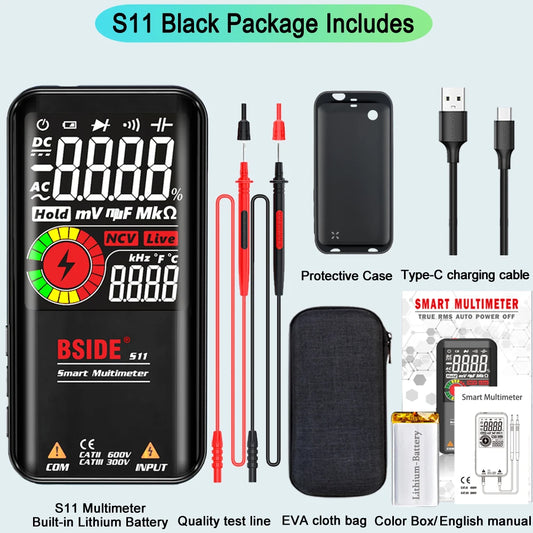 BSIDE Professional Digital Multimeter – Smart 9999 Counts EMF Multitester with DC/AC Voltage, Resistance, Capacitor, Diode & Live Wire Testing