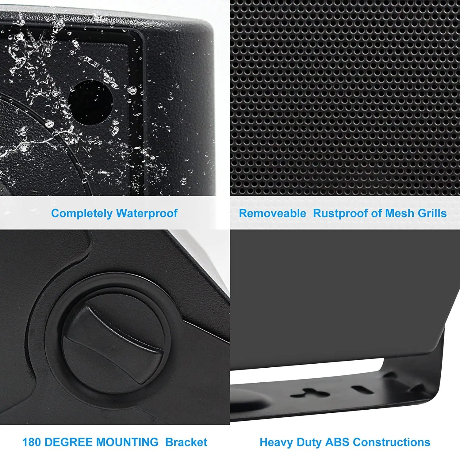 Herdio 5.25" 300W Waterproof Dual Speakers – Indoor & Outdoor Wall Mount Audio System for Home Theater, Garage & Living Room (Black)