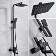 Modern Matte Black Square Rainfall Shower Faucet Set – Wall-Mounted, Single-Handle Mixer, High-Flow 8″ Shower Head