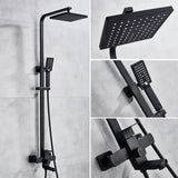 Modern Matte Black Square Rainfall Shower Faucet Set – Wall-Mounted, Single-Handle Mixer, High-Flow 8″ Shower Head