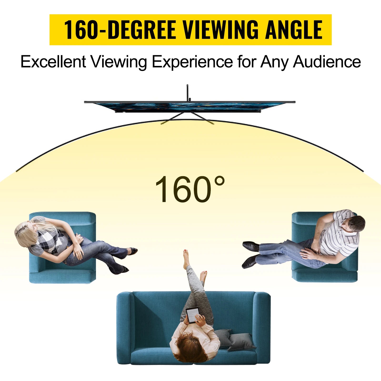 SucceBuy Tripod Projection Screen with Stand – Sizes 60″ to 110″ (16:9 HD/4K), Portable Indoor/Outdoor Cinema