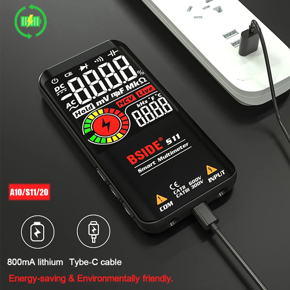 BSIDE Professional Digital Multimeter – Smart 9999 Counts EMF Multitester with DC/AC Voltage, Resistance, Capacitor, Diode & Live Wire Testing