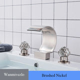 White Waterfall Bathroom Basin Faucet with Hot/Cold Mixer — Deck-Mount Single/Three Hole Water Tap