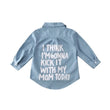 Toddler Girls’ Autumn Denim Shirt Jacket – Long Sleeve Letter Print Casual Top