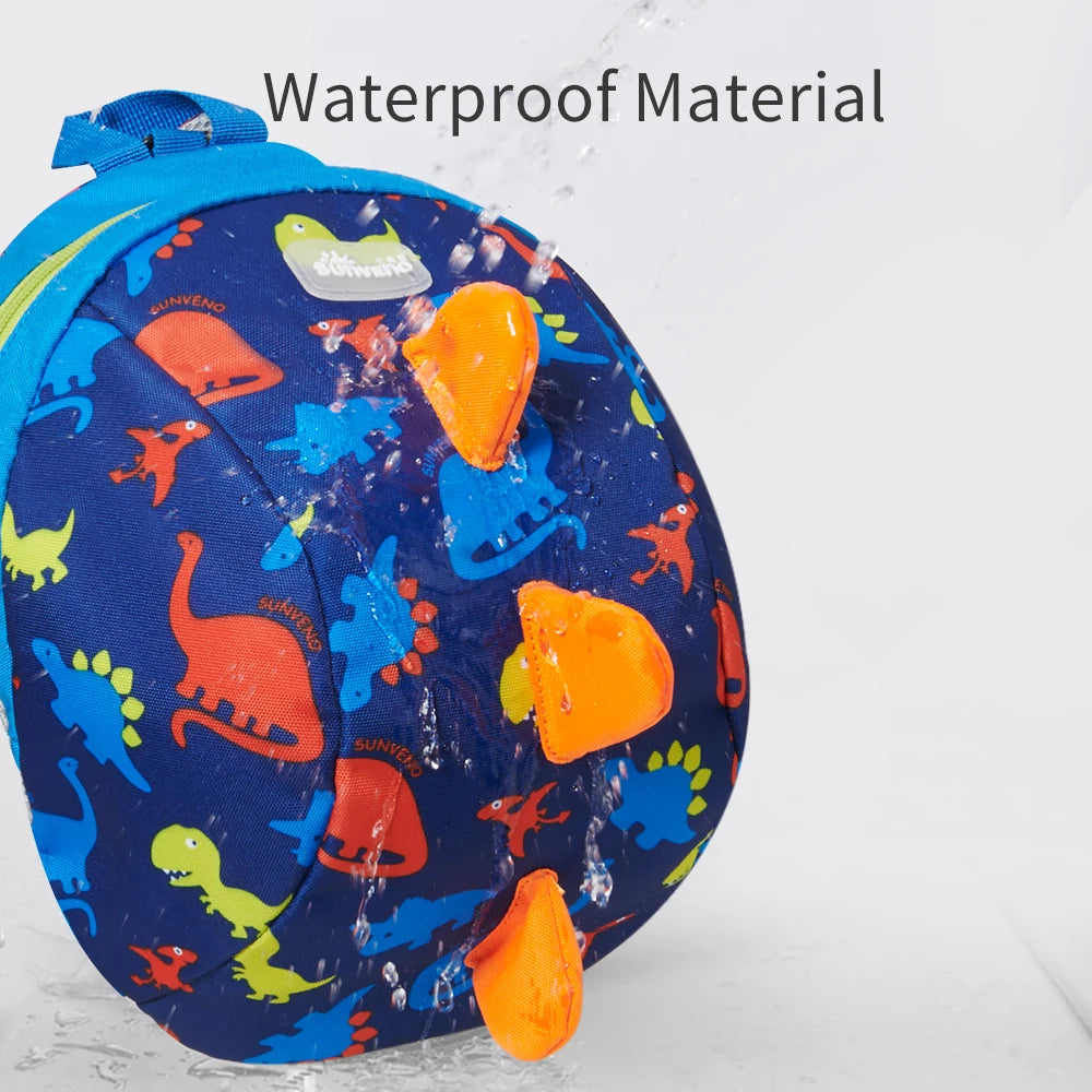 SUNVENO Children’s Dinosaur Backpack – Toddler Preschool Bag with Safety Harness & Leash | Lightweight Kids Lunch Bag for Boys & Girls