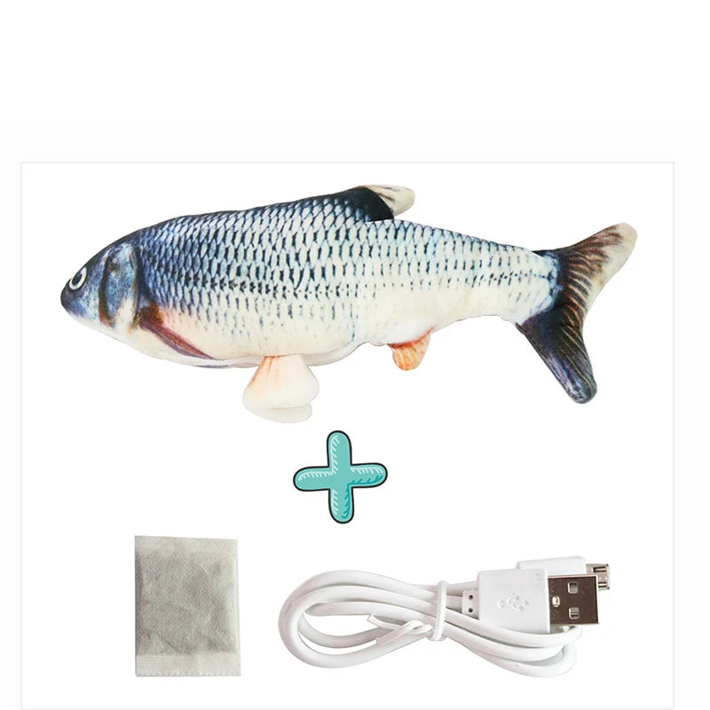 USB Rechargeable Floppy Fish Cat Toy – Interactive Electric Chew & Bite Toy for Cats, Realistic Motion Play Pet Supplies
