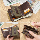 Men’s Genuine Leather RFID Wallet – Large Capacity Zipper Clutch with Coin Pocket & Card Holder