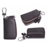 CONTACT’S Classic Double-Zip Genuine Leather Key Holder – Premium Cowhide Multifunction Car & Housekeeper Key Case for Men