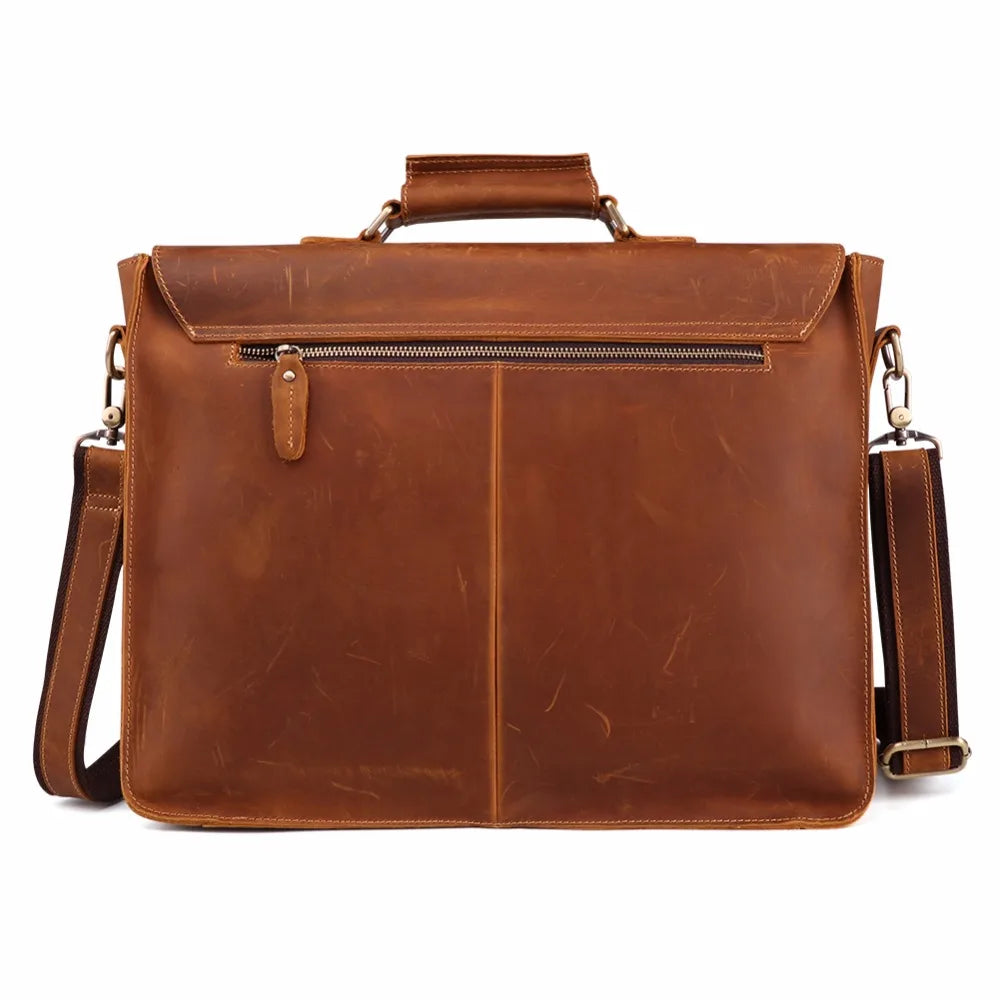 JOYIR Crazy Horse Leather Men’s Briefcase – Genuine Leather Messenger Laptop Bag for Business, Travel & Document Organization