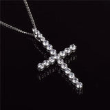 Zircon Cross Pendant Necklace – Gold-Color Copper Material, Hip-Hop Fashion Jewelry
