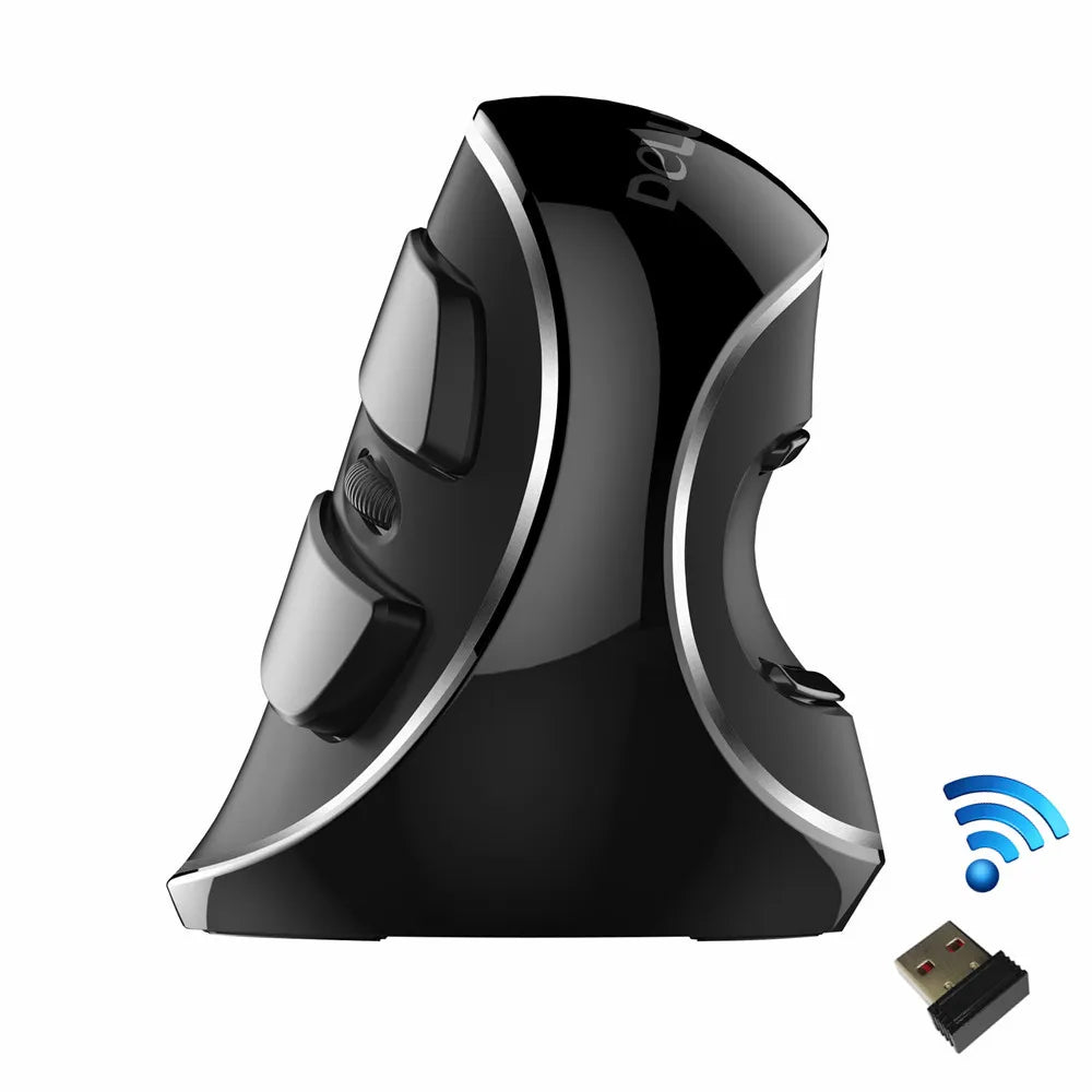 Delux M618 Plus Ergonomic Vertical Gaming Mouse – RGB Wired/Wireless Optical Mouse with 6 Buttons & 4000 DPI for PC & Laptop