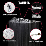 16-Inch Ultrathin Stainless Steel Rainfall Shower Head – Wall-/Ceiling-Mount High Flow