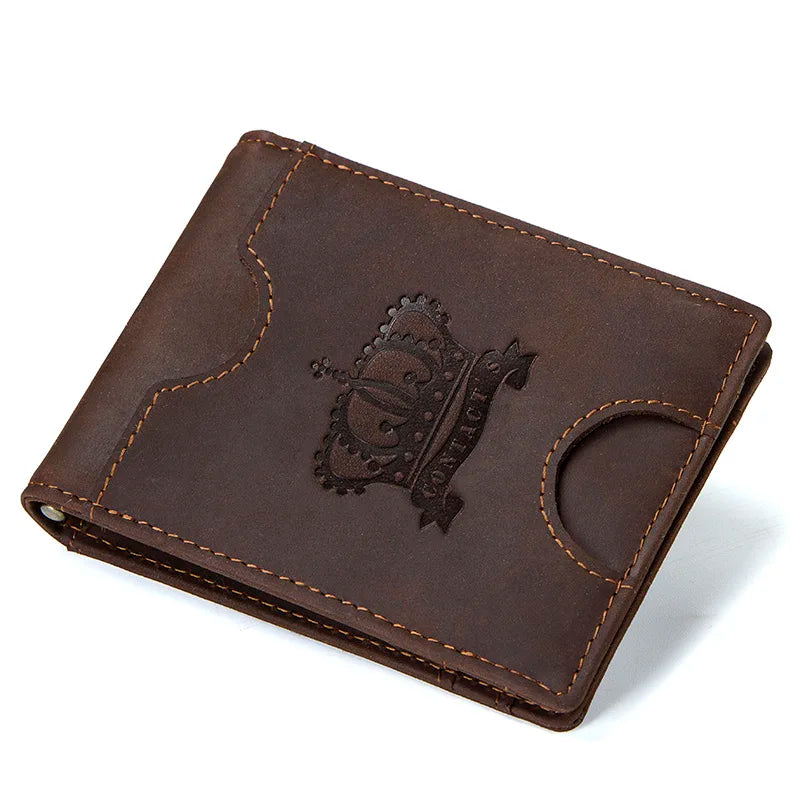 CONTACT’S Genuine Leather RFID Wallet – Slim Bifold Money Clip with Card Holder & Coin Pocket for Men