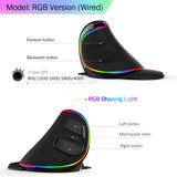 Delux M618 Plus Ergonomic Vertical Gaming Mouse – RGB Wired/Wireless Optical Mouse with 6 Buttons & 4000 DPI for PC & Laptop