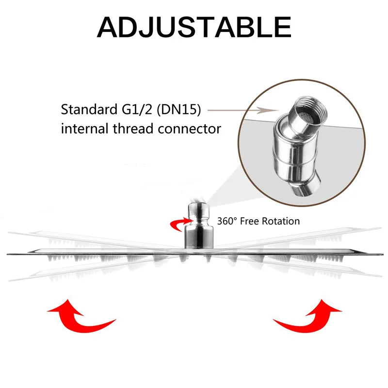 16-Inch Ultrathin Stainless Steel Rainfall Shower Head – Wall-/Ceiling-Mount High Flow