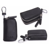 CONTACT’S Classic Double-Zip Genuine Leather Key Holder – Premium Cowhide Multifunction Car & Housekeeper Key Case for Men