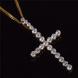 Zircon Cross Pendant Necklace – Gold-Color Copper Material, Hip-Hop Fashion Jewelry