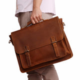 JOYIR Crazy Horse Leather Men’s Briefcase – Genuine Leather Messenger Laptop Bag for Business, Travel & Document Organization