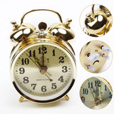 Gold Mechanical Alarm Clock – Vintage Metal Wind-Up Table Clock with Snooze Function & Retro Design