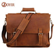 JOYIR Vintage Leather Men’s Briefcase – Crazy Horse Genuine Leather Messenger Bag for 15.6” Laptop, Business & Office Use