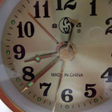 Gold Mechanical Alarm Clock – Vintage Metal Wind-Up Table Clock with Snooze Function & Retro Design