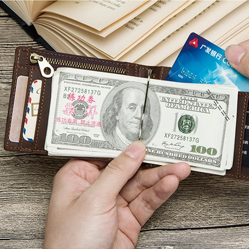 CONTACT’S Genuine Leather RFID Wallet – Slim Bifold Money Clip with Card Holder & Coin Pocket for Men