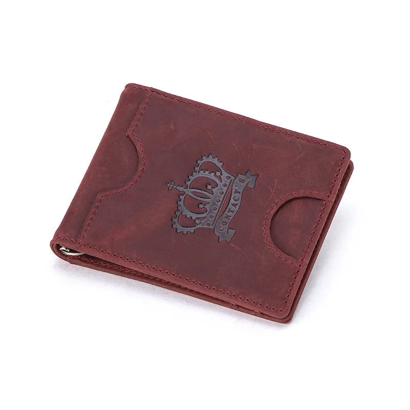 CONTACT’S Genuine Leather RFID Wallet – Slim Bifold Money Clip with Card Holder & Coin Pocket for Men