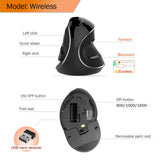 Delux M618 Plus Ergonomic Vertical Gaming Mouse – RGB Wired/Wireless Optical Mouse with 6 Buttons & 4000 DPI for PC & Laptop