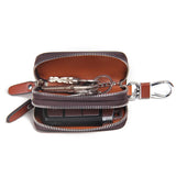 CONTACT’S Classic Double-Zip Genuine Leather Key Holder – Premium Cowhide Multifunction Car & Housekeeper Key Case for Men