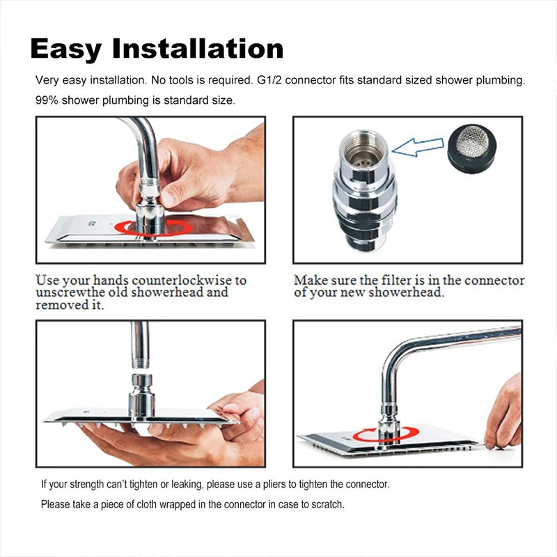 16″ Chrome LED Rainfall Shower Head – Ultrathin Square Top-Mount with Built-in Lighting