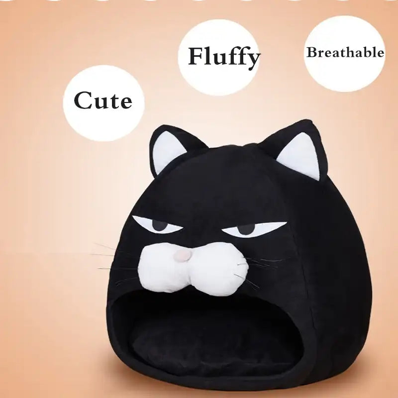 Foldable Soft Pet Nest & House for Cats & Small Dogs – Cartoon Design with Cushion