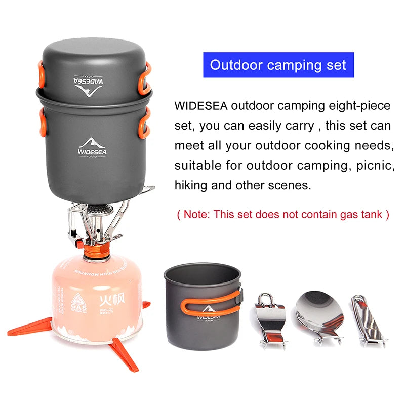 Widesea Camping Cookware Set – Portable Outdoor Tableware Kit with Stove, Pot, Folding Knife & Cup for Hiking 🍲🔥
