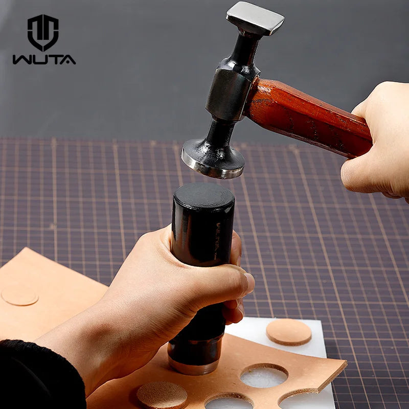 WUTA Leather Mallet Hammer – Carbon Steel Double-Head Cobbler Tool for Professional Leathercraft & Chasing Work