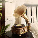 “Robotime Hand-Crank Classic Gramophone – 424PCS 3D Wooden Puzzle Music Model Kit for Adults & Kids”