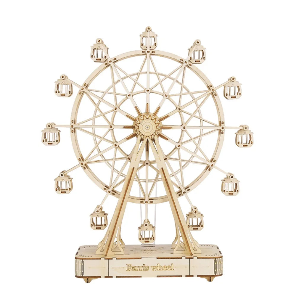 “Robotime Rolife 232PCS 3D Wooden Ferris Wheel Model Kit – DIY Rotatable Assembly Puzzle Toy & Gift for Kids & Adults”