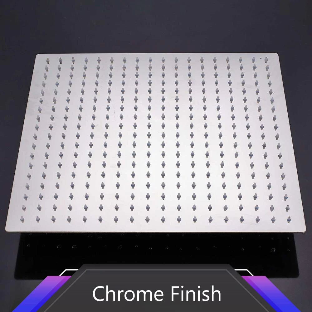 16-Inch Ultrathin Stainless Steel Rainfall Shower Head – Wall-/Ceiling-Mount High Flow